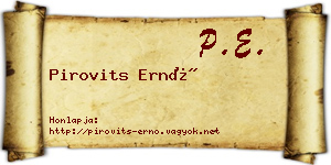 Pirovits Ernő névjegykártya