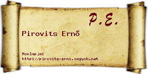 Pirovits Ernő névjegykártya